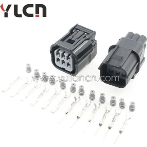 6 pin 3 sets Male Female Black plastic Auto waterproof Car connector