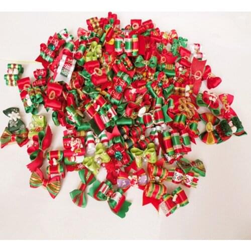 300PC/Lot Dog Hair Bows For Christmas Dogs Accessories Holiday Cat Dog Grooming Bows Pet Supplies