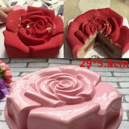 Big Rose Flower Baking Tray Silicone Cake Mold Large Bakery Baking Dish Bakeware Toast Bread Mold