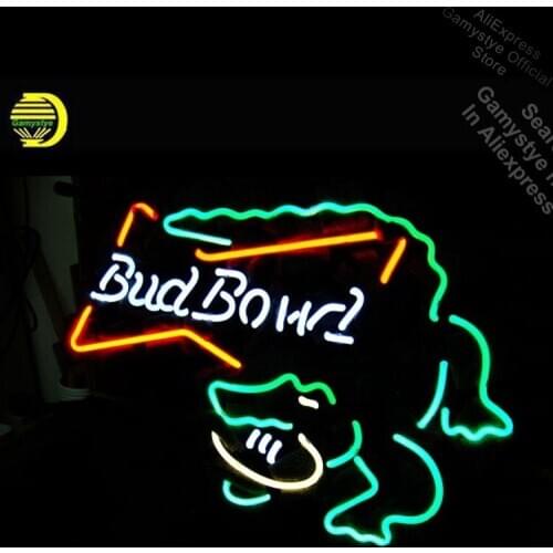 Budweise Bud Bowl Gator Neon Sign neon Light Sign galss Outdoor Wall Light Tube Neon Shop Personalized Custom Neon Sign neon art