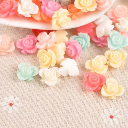 50PCS candy color flower Resin beads Scrapbook Craft 11mm DIY buttons phone decor Headwear accessories No Hole CP1972