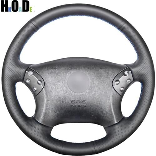 Black Artificial Leather Steering Wheel Cover Hand-stitched Car Steering Wheel Covers for Mercedes Benz W203 C-Class 2001-2007