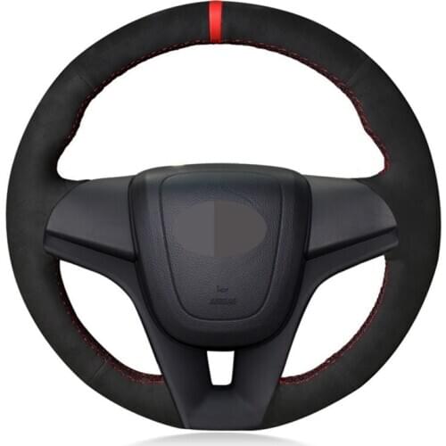 Car Steering Wheel Cover Black Genuine Leather Suede Comfortable For Chevrolet Cruze 2009-2014 Aveo 2011-2014 Orlando 2010-2015