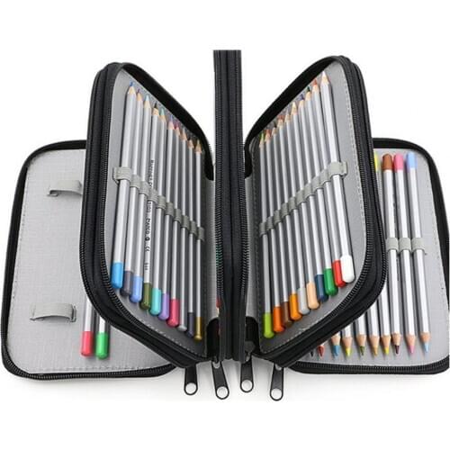 Four-Layer Pencil Bag Solid Color Square 72 Holes Large Capacity Stationery Box Office Pencil Cases For Stationery School Supply