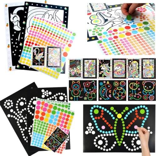 Kids Mosaic Colorful Dots Stars Cartoon Drawing Stickers Games Art Crafts Visual Training Patience Concentration Educational Toy