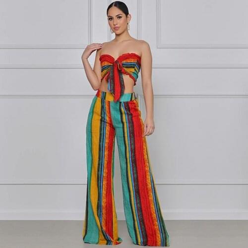 2 Piece Matching Sets African Clohtes For Women New Arrival 2021 Summer Print Two Pieces Sets Top And Pants Africa Clothing