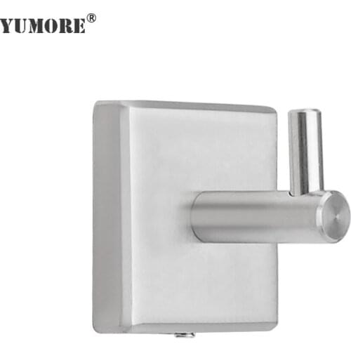 YUMORE Hotel Bathroom Robe Hook 304 stainless steel Clothes Hook Hanger Wall Mounted Coat Towel Hooks Rack Storage Tools