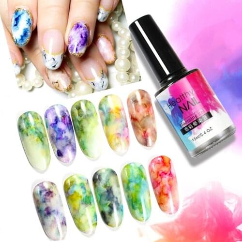 15ml Watercolor Ink Polish Blooming Flowers Nail Gel Smoke Effect Magic White Base Coat Gel UV Gel Nails Art Decor Set Manicure