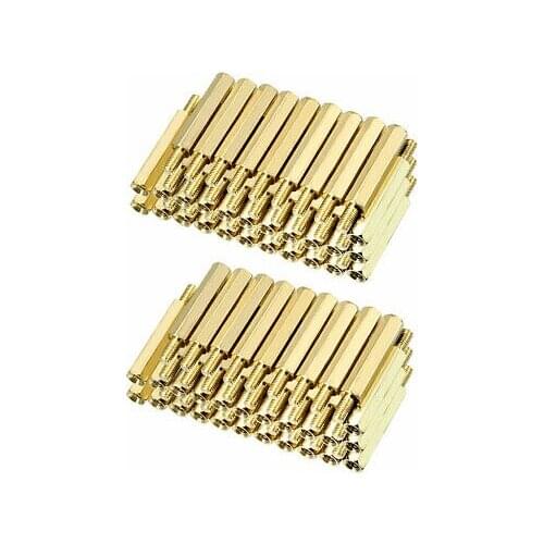 50pcs M3 20+6mm Female Male Thread Brass Hex Standoff Spacer Screws PCB Pillar