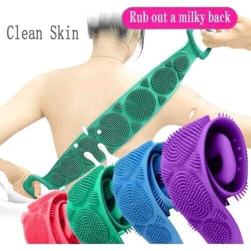 Magic Silicone Bath Body Brush Back Scrubber Towels Rubbing Back Mud Peeling Body Massage Shower Extended Skin Clean Body Brush