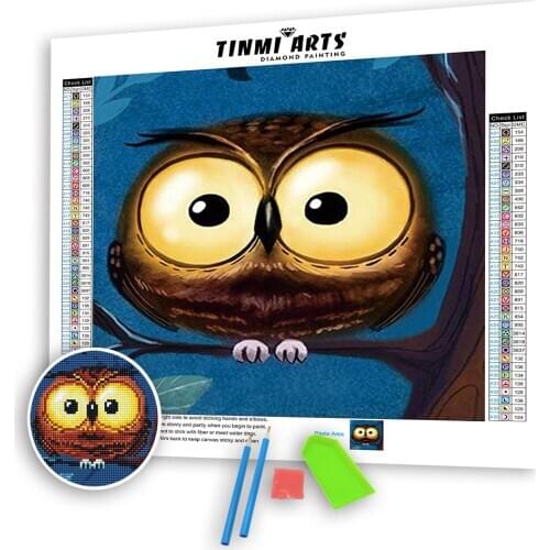 5D DIY Crystal Diamond Paintings Animal Kits Full Round AB Rhinestone Mosaic Art Big Eye Owl Embroidery Patterns Decoration Home