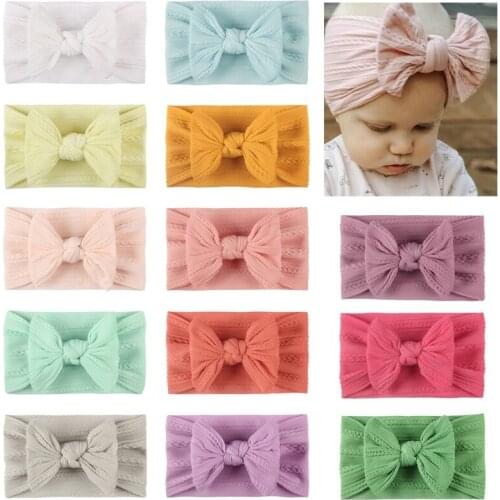 Nylon Newborn Headband Knotted Bow Hair Band Braid Bows Baby Hair Accessories For Infants