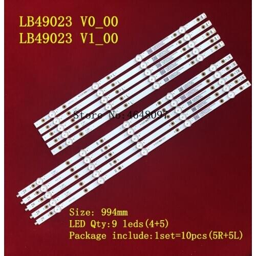 New Kit 10 PCS LED backlight strip for Philips 49" TV 49PUS7503 49pus6162/12 LB49023 V1_00 V0_00 3A6560010EA0 3A6560000EA0
