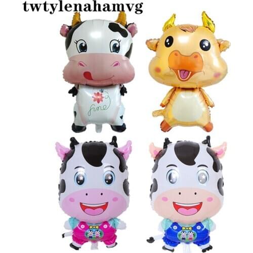 New Cartoon Cow Aluminum Foil Animal Balloon Farm Party Display Milk Powder Wholesale Store Advertising Props Kids Birthday Toy