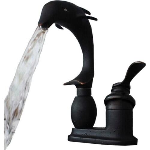 Luxury Oil Rubbed Bronze Jump Dolphin Style Single Handle Bathroom Vessel Sink Basin Faucet Mixer Taps anf032