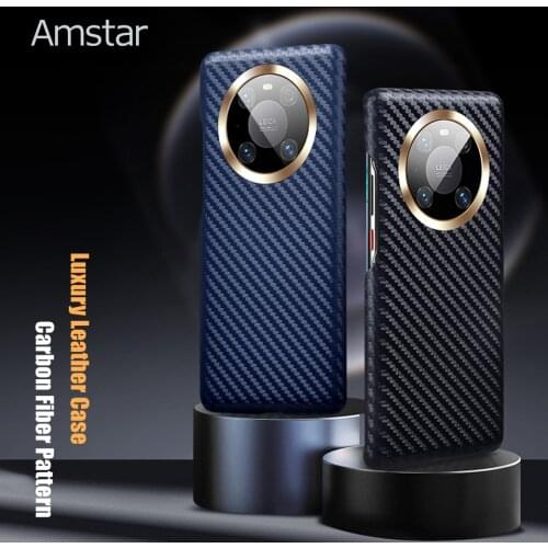 Amstar Luxury Leather Protective Case for Huawei Mate 30 40 Pro Plus P40 Pro Plus Handmade Carbon Fiber Texture Pattern Cover
