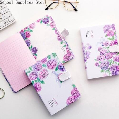 A5 Hand Ledger Cute Cherry Blossom Magnetic Buckle Notebook Student Notebook Girl Heart Journal Notebook Notepad