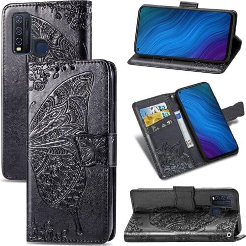 Cute Butterfly Case for BBK Vivo Y30 (2020) 6.47in Cover Flip Leather Wallet Book Black Phone Bag Y 30 30Y 1938 VivoY30 BBK1938