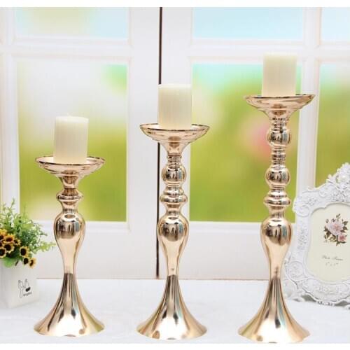 Silver Candelabra Candlestick Holder Wedding Party Iron Candlestick Household Table Ornaments White Silver Color Furnishings