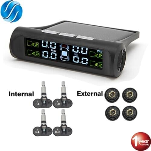 SINOVCLE Car TPMS Tire Pressure Alarm Monitor System Internal / External Tire Temperature Sensor Wireless Pressure Sensor