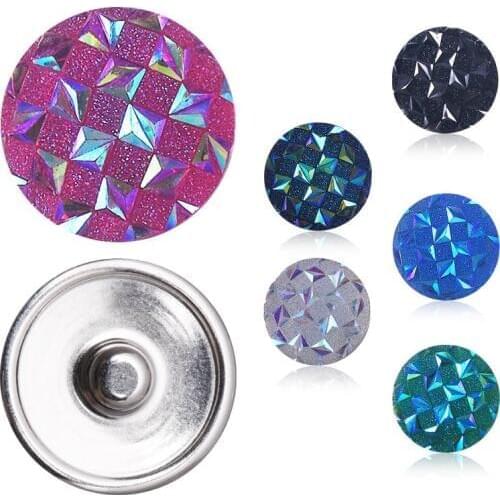 Mix Round Geometric Patterns Snap Button Jewelry 18MM Snap Buttons Fit 18mm Snap Necklaces/Bracelets Shiny 10pcs/lot