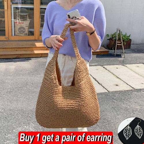 Bohemian Straw Bag Women Handmade Woven Handbag Large Capacity Lady Totes Rattan Beach Bag Summer Outdoors Shopping Bag Bolsas
