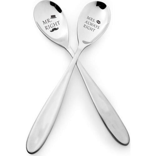 Wedding Engagement Parents Anniversary Vow Renewal Valentines day Christmas birthday Gift Mr. Right Mrs. Always Right spoon