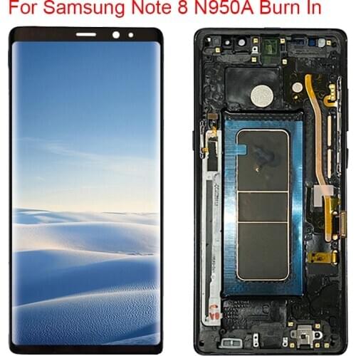 Burn In N950FD Screen For Samsung Galaxy Note 8 LCD With Frame Super AMOLED Note 8 SM-N950A Display Touch Screen Red Shadows