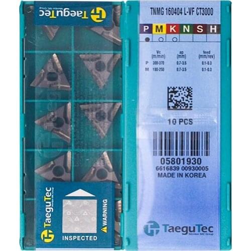 TNMG160404L-VF CT3000 Original Taegutac Carbide Inserts Turning Inserts Lathe Tools 10Pcs/Lot