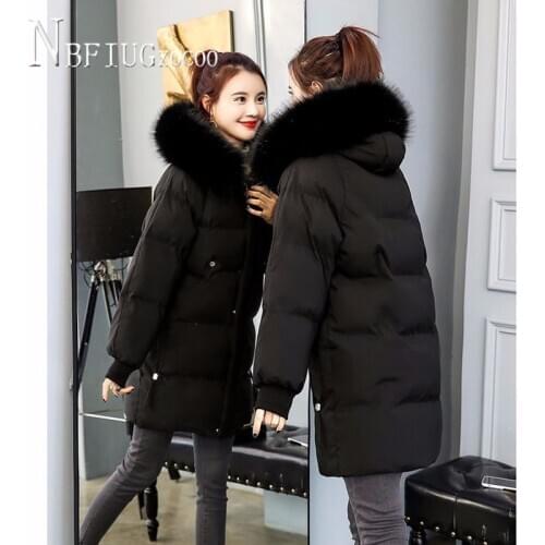 Solid Color Pocket Long Style Women Parkas M-2XL Students Thick Female Overcoat