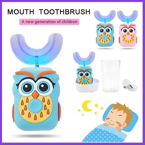 Sonic Electric Toothbrush Childrens 360° U-Shaped Intelligent Automatic Brush USB Kids Silicon Cartoon Pattern Tooth Brush