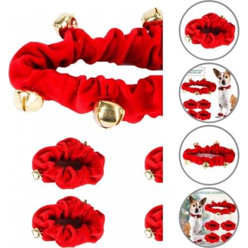 All-match Good Elasticity Pet Santa Collar Foot Ring with Bell Pet Accessories