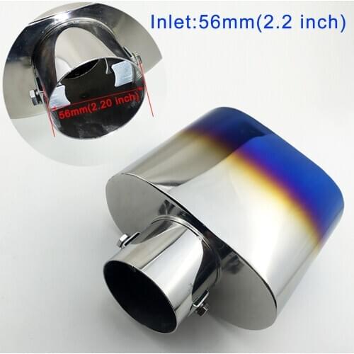 Universal Car Rear Exhaust Tips Pipe 56mm Inlet 2.2" Caliber Tailpipe End Muffler Tail Silencer Cover Trim Decoration Steel
