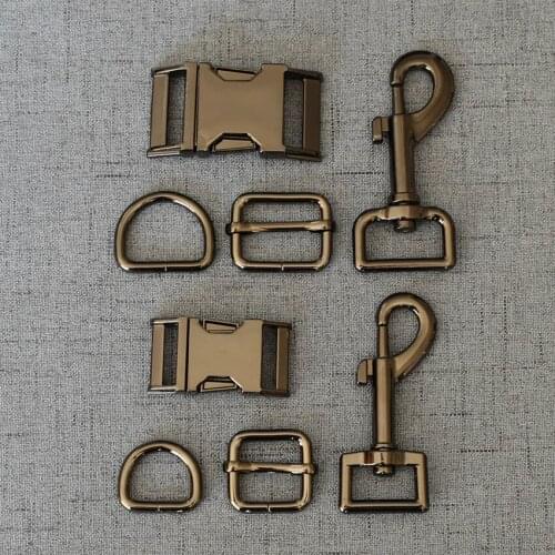 20 Sets 15mm 20mm 25mm Metal Belt Buckle Straps Slider D Ring Snap Clip Hook For Pet Dog Collar Leads Lobster Clasp Accessories