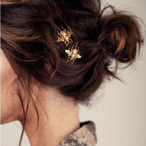 Hair clip bee Fashion Style Girl Exquisite Gold Bee Hairpin Side Clip Elegant Hair Clips Barrettes Sweet Headwear Hair