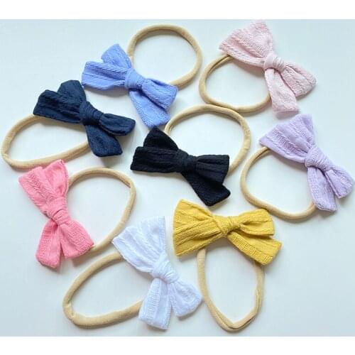 Jacquard Cotton fabric bow headbands Baby Toddler Girls Hair bow Soft Nylon Elastic Headband Hairband Accessories
