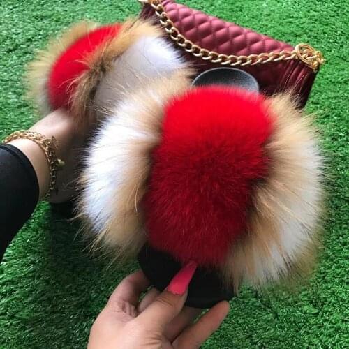 Women Leisure Comfortable Walking Fur Slippers Ladies Home Warm Fluffy Fur Flat Shoes Super Cost-effective Furry Fur Slides Hot