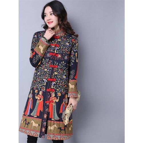 2019 New Women Winter Coat Thickening Cotton Padded Jacket Vintage Single Breasted Long Parkas Female Outwear Plus Size