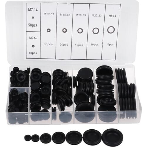 170pcs Closed Seal Ring Grommets Car Electrical Wiring Cable Gasket Kit Rubber Grommet Hole Plug Set