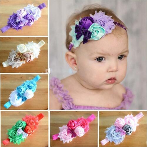 2015 chiffon Flower and rose bud headbands children flower headband kids sequins bow flower headband 20pcs/lot