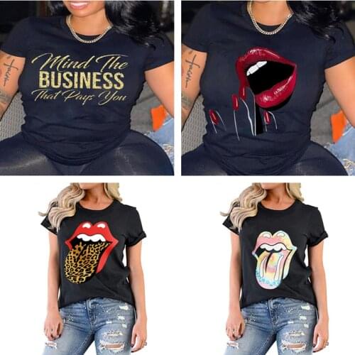 2021 Womens Tops Summer Fashion Lip Tshirt Graphic T shirt For Women
