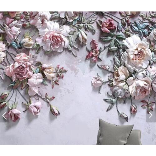 3D 8D Embossed Rose Flower Wall Mural Photo Wallpaper for Living Room Backdrop Wall Paper Roll Home Decor Floral Wall Art Murals
