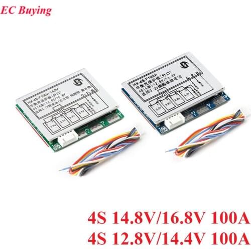 4S 12.8V/14.4V 14.8V/16.8V 100A Li-ion Lithium 18650 Battery BMS PCM Protection Board with Balanced Over Charge and Discharge