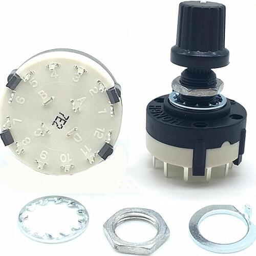 5pcs RS26 2 Pole 6 Position Selectable Band Rotary Channel Selector Switch Handle length 20MM with knob Ratory Switch 2 Pole