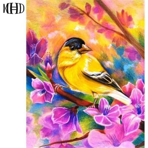 MHD diamond mosaic diy painting embroidered beaded designs 5d diamond embroidery flower and birds icon crystal hobby craft