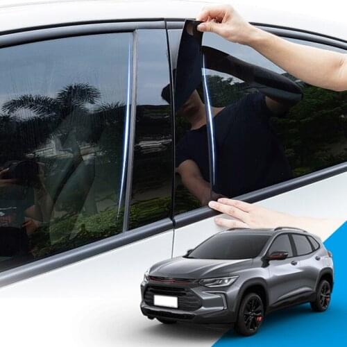 Car Styling PVC Car Window Pillar Trim Sticker Middle BC Column Stickers External Accessories For Chevrolet Tracker 2020 2021