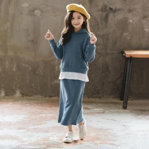 Velvet Teenage Girls 2 Pcs Clothing Sets Kids Hooded Hoodies & Skirts Clothes Suits Autumn Winter 2020 Childrens Set Girl