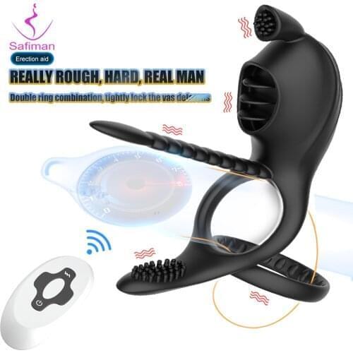 Wireless Vibrator Glans Massager Penis Stimulation Delay Trainer Male Masturbator G Spot Clitoris Licker Sex Toys For Men Couple