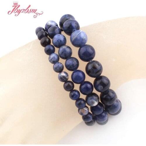 Natural Stone Bracelet AA Grade Sodalite 100% Natural Round Stone Beads 6/8/10mm For Women Gift Fashion Jewerly Bracelet 7"
