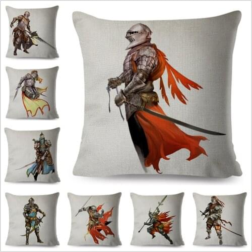 Medieval Warrior Pillowcase Decor Cartoon Cushion Cover for Sofa Home Car Children Room 100% Polyester Pillow Case 45x45cm